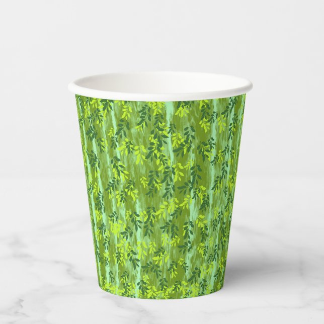 Gobelets En Papier Feuilles verts (Recto)