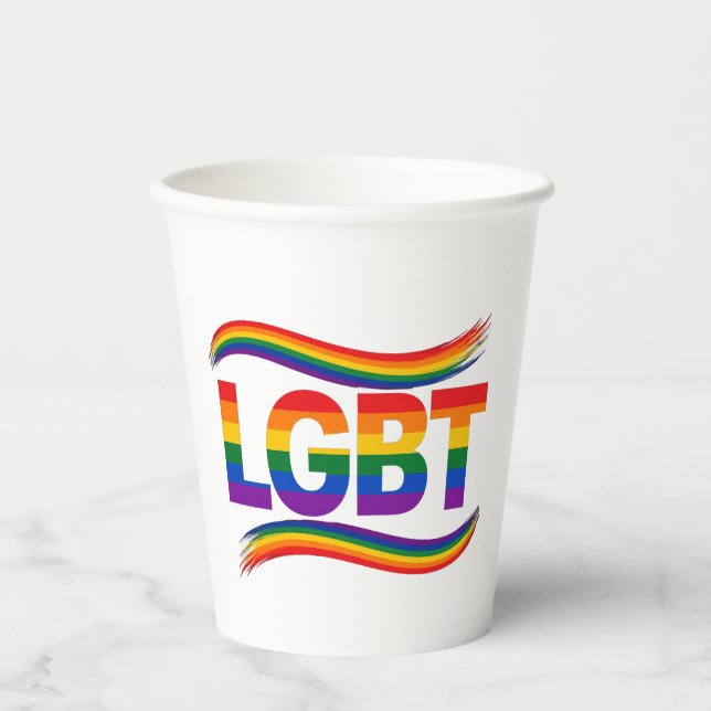 Gobelets En Papier Fierté arc-en-ciel LGBT (Recto)