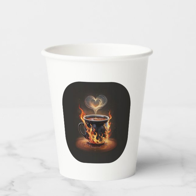 Gobelets En Papier Fiery Christmas Coffee Cup avec Heart Steam Art (Recto)