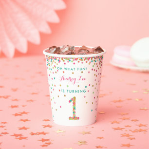 Gobelets En Papier Fille 1er anniversaire première fête d'anniversa
