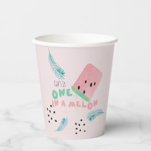 Gobelets En Papier Fille anniversaire pastèque / Une pastèque en or