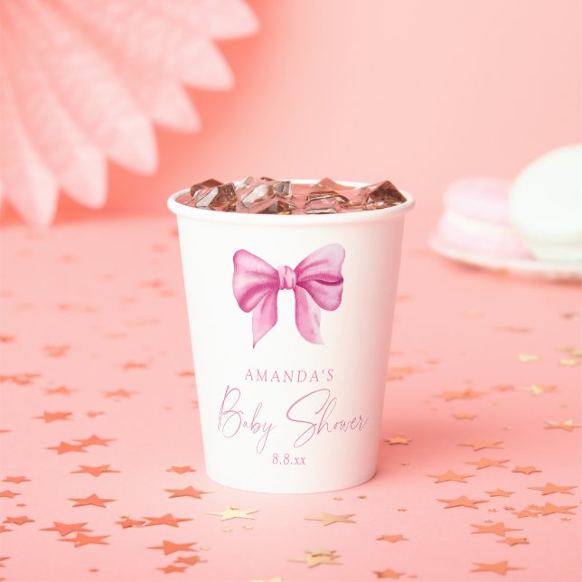 Gobelets En Papier Fille ARC ROSE Baby shower (Insitu)