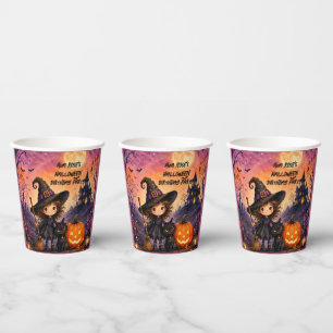 Gobelets En Papier Fille Capricieuse Sorcière Halloween Fête d'Annive