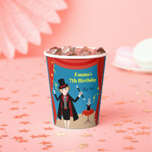 Gobelets En Papier Fille magicien Spectacle Anniversaire