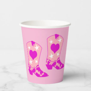 Gobelets En Papier Fille moderne fille fille Western Yeehaw Boot rose