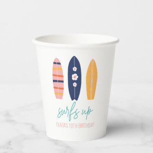 Gobelets En Papier Fille Planche de Surf Plage anniversaire