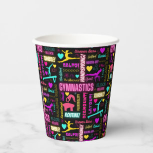 Gobelets En Papier Filles colorées Gymnastique Glossaire Typographie