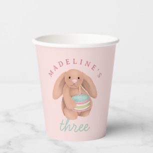 Gobelets En Papier Filles Lapin et Gâteaux Filles Anniversaire Mignon