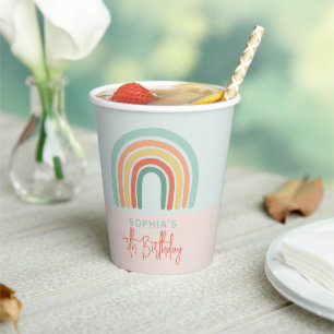 Gobelets En Papier Filles mignonne Boho rose Anniversaire de enfant a