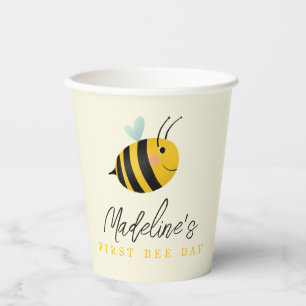 Gobelets En Papier Filles mignonnes été premier jour abeille 1er anni