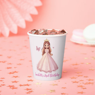 Gobelets En Papier Filles princesse fête d'anniversaire Personnalisé