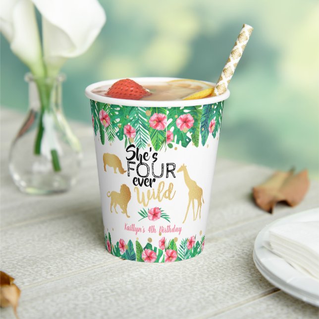 Gobelets En Papier Filles quatre jamais sauvages 4e fête d'anniversai (Insitu)