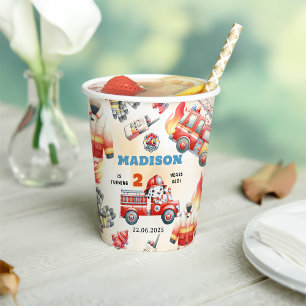Gobelets En Papier Fire Truck Firefighter 2e fête d'anniversaire