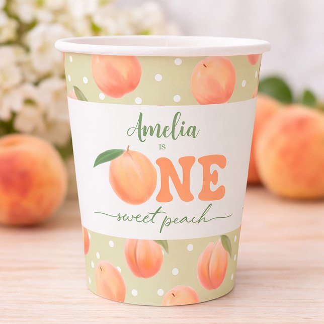 Gobelets En Papier First Birthday Party One Sweet Peach Party (First Birthday Party One Sweet Peach Party Paper Cups)
