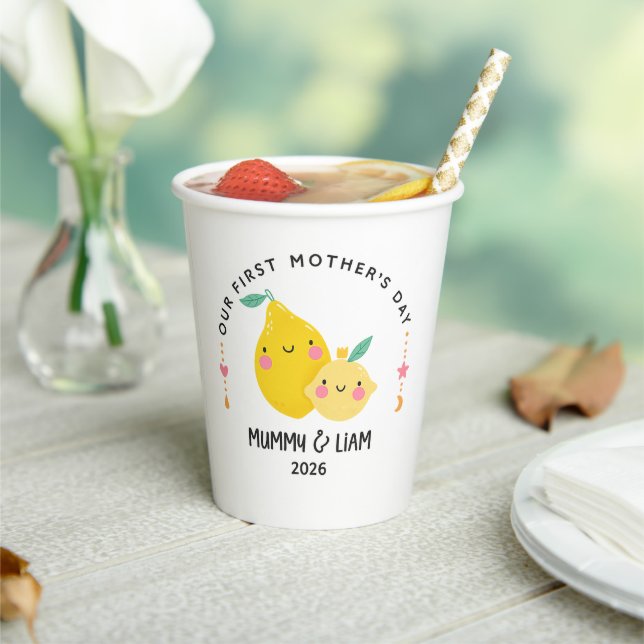 Gobelets En Papier First Mother’s Day 2026 Cute Lemon Mom & Baby  (Insitu)