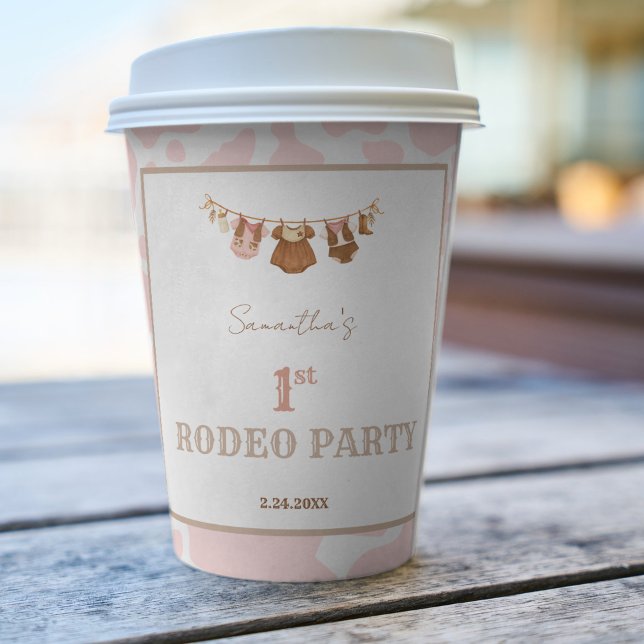 Gobelets En Papier First Rodeo Pink Cowgirl Western Birthday (First Rodeo Birthday Party Paper Cup)