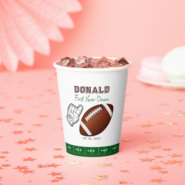 Gobelets En Papier First Year Down Football Birthday  (Insitu)