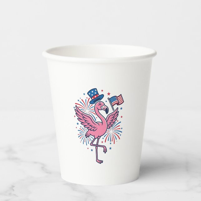 Gobelets En Papier Flamant patriotique feux d'artifice Vector Design_ (Recto)