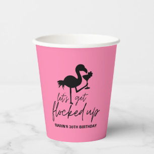 Gobelets En Papier Flamant rose rose Fréquenté Par Un Anniversaire Tr