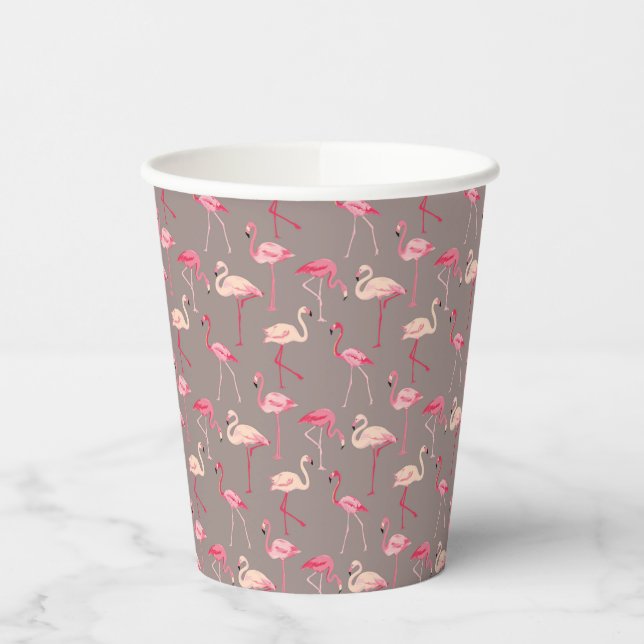 Gobelets En Papier Flamants roses rétro (Gauche)