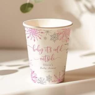 Gobelets En Papier Flambeaux d'argent rose bébé son froid dehors