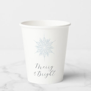 Gobelets En Papier Flamme de neige bleu glace Joyeuse et fête de Noël