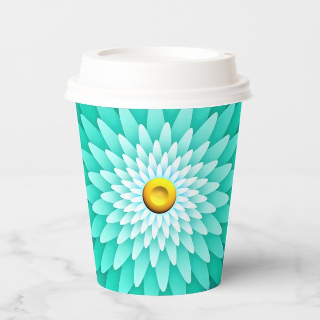 Gobelets En Papier Fleur bleue Mandala-68566 (Recto)