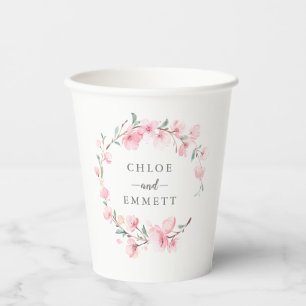 Gobelets En Papier Fleur de cerisier rose rustique