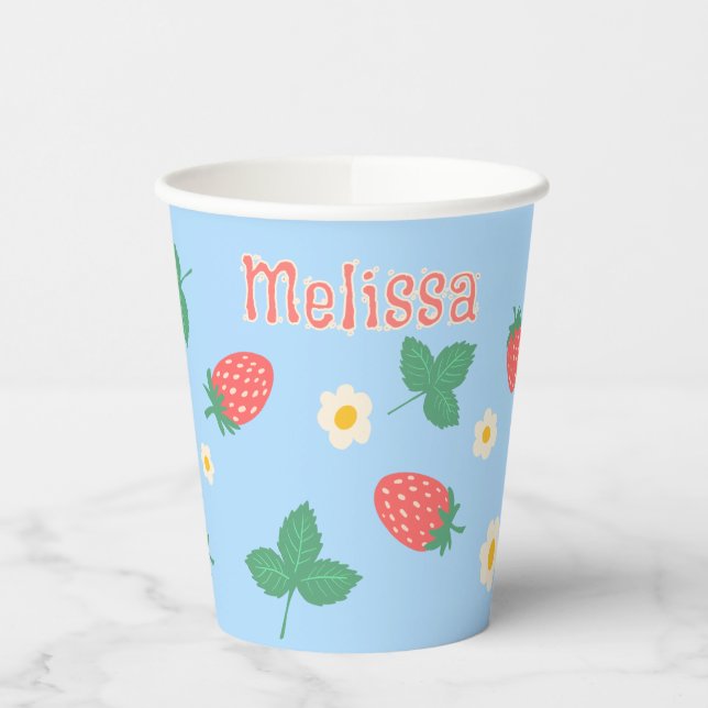 Gobelets En Papier Fleur de fraise mini personnalisée (Gauche)