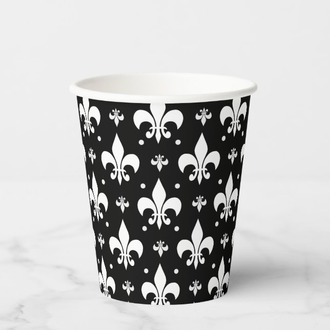 Gobelets En Papier Fleur de lis noir design Motif (Recto)