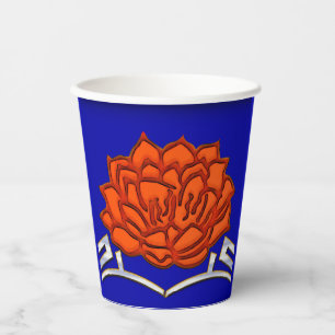 Gobelets En Papier Fleur de lotus monogramme - Bleu, Rouge, Argent