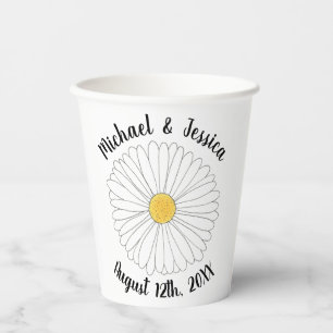 Gobelets En Papier Fleur de marguerite jaune blanc Fête florale de ja