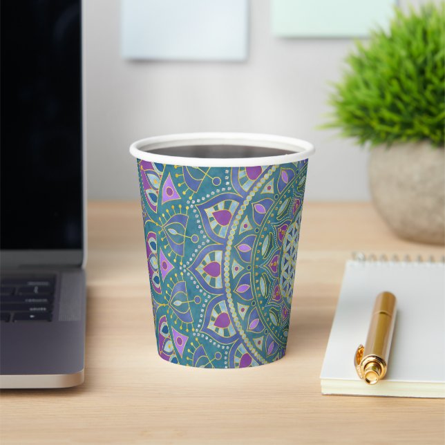 Gobelets En Papier Fleur De Vie - Mandala India Style 1 (Insitu)