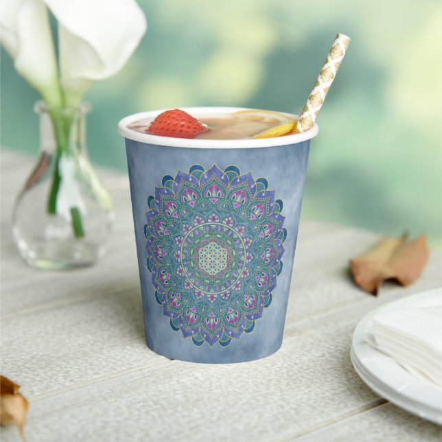Gobelets En Papier Fleur De Vie - Mandala India Style 1 (Insitu)
