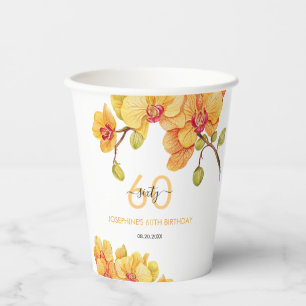Gobelets En Papier Fleur d'orchidée jaune Anniversaire botanique