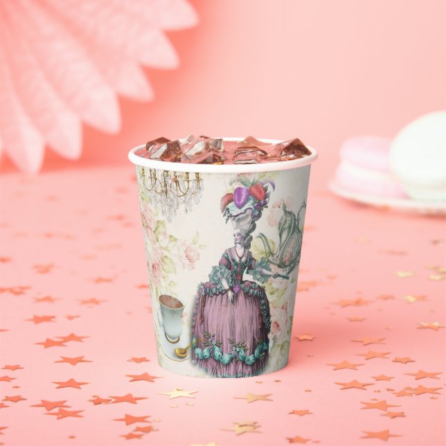 Gobelets En Papier Fleur française Marie Antoinette Paris Tea Party (Insitu)