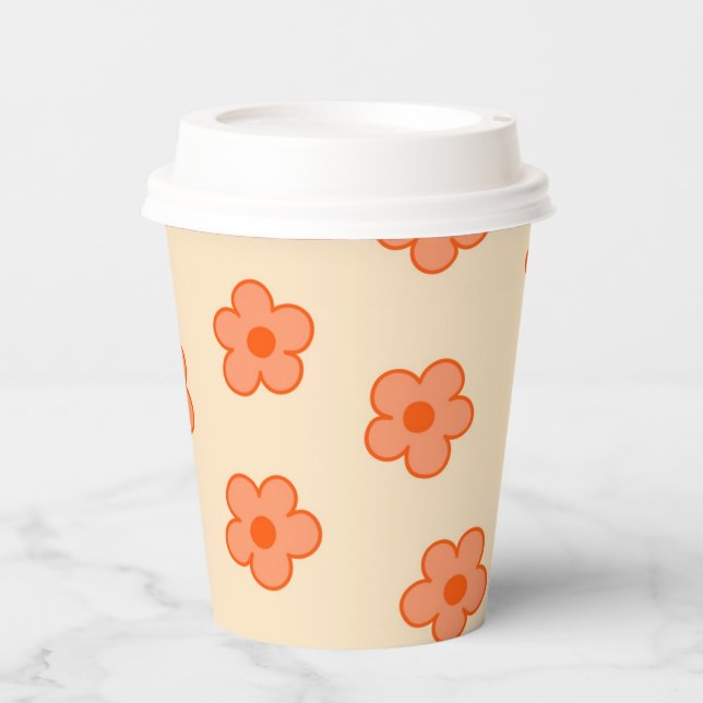 Gobelets En Papier Fleur Hippie Orange Peach Preppie (Recto)