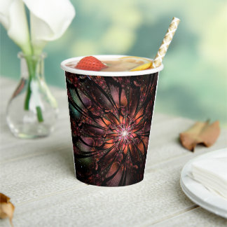 Gobelets En Papier Fleur imaginaire fractale douce et tendresse