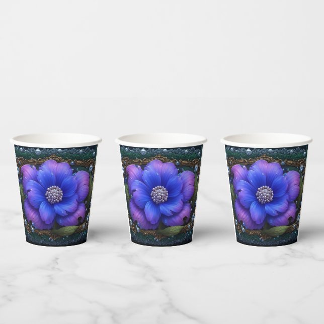 Gobelets En Papier Fleur Luxueuse Avec Cadre Orné (Multi)