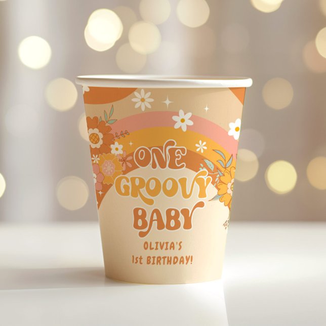 Gobelets En Papier Fleur rétro un bébé super (Créateur téléchargé)