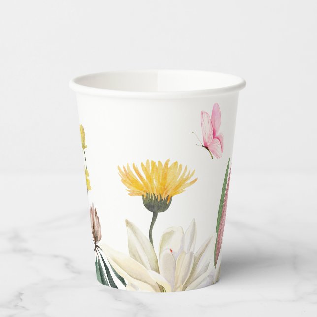 Gobelets En Papier Fleur rose rose rustique (Gauche)