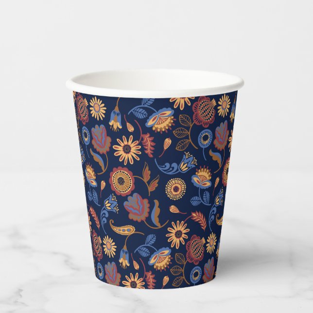 Gobelets En Papier Fleur rustique folklorique  (Recto)