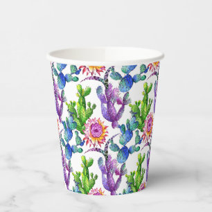 Gobelets En Papier Fleur sauvage aquarelle Cactus Motif