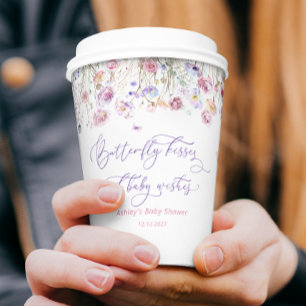 Gobelets En Papier Fleur sauvage Baisers papillon Baby shower Coupe p