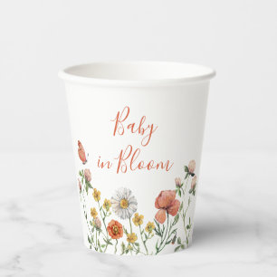 Gobelets En Papier Fleur sauvage bébé dans le baby shower en fleurs