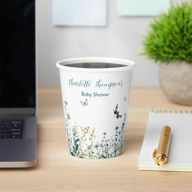 Gobelets En Papier Fleur sauvage bébé en baby shower fleuri (Insitu)