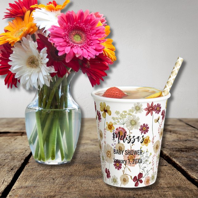 Gobelets En Papier Fleur sauvage boho rustique (Créateur téléchargé)