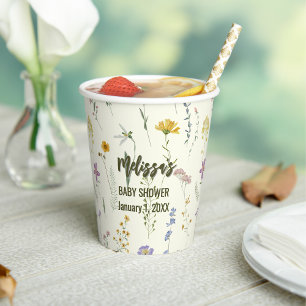Gobelets En Papier Fleur sauvage boho rustique