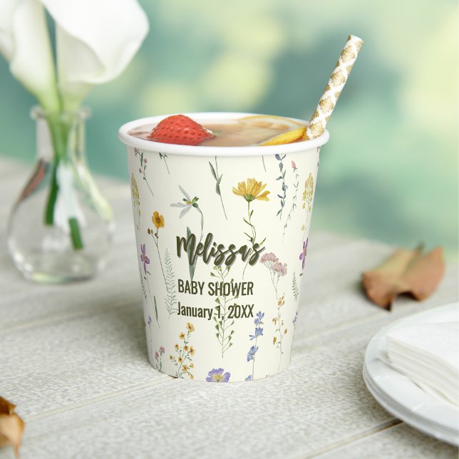 Gobelets En Papier Fleur sauvage boho rustique (Créateur téléchargé)