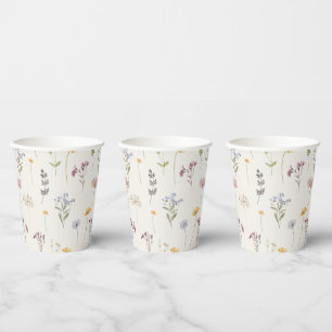 Gobelets En Papier Fleur sauvage de printemps coloré Meadow Garden Ma